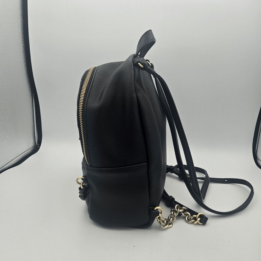 Victoria's Secret V Quilt Mini Backpack Black Gold Chain Studded Bag - Picture 7 of 12